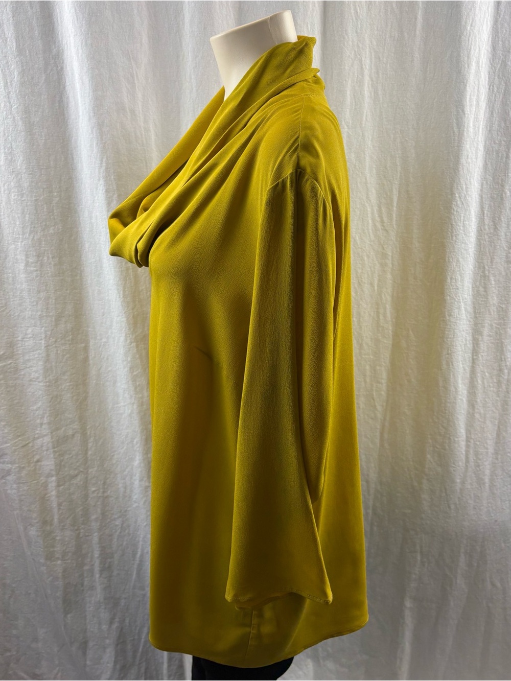 Elena Miro Yellow Mustard Silk Draped Neck Top Size 18 - Picture 5 of 11